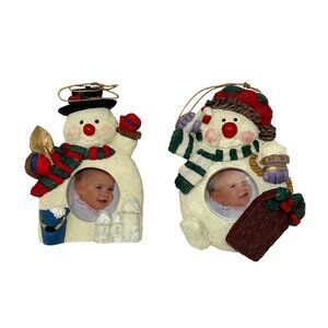 Vintage‎ Windsor Collection Snowmen Photo Frame Christmas Ornaments - Set Of 2